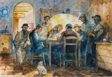 Giocatori di carte davanti Osteria